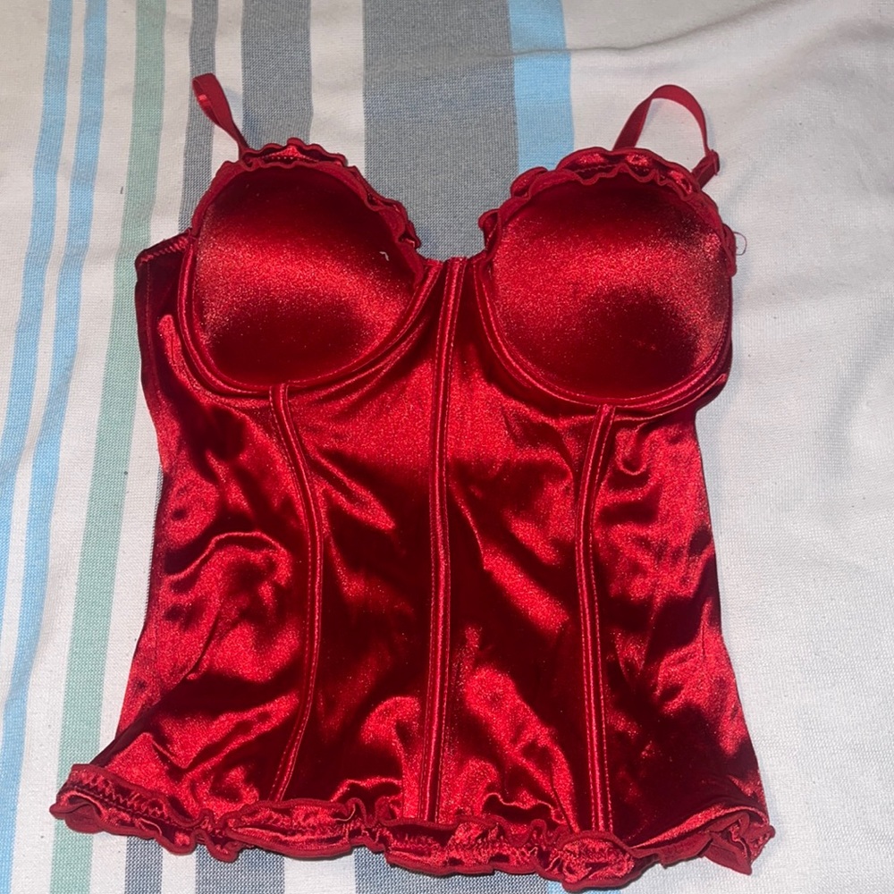 Spirit Halloween red corset, adult medium.